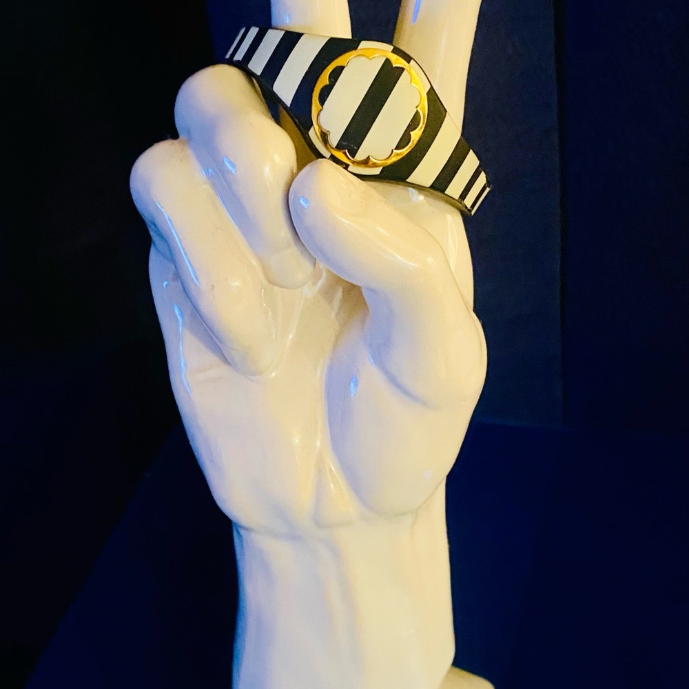 Chic Black and White Striped Bracelet